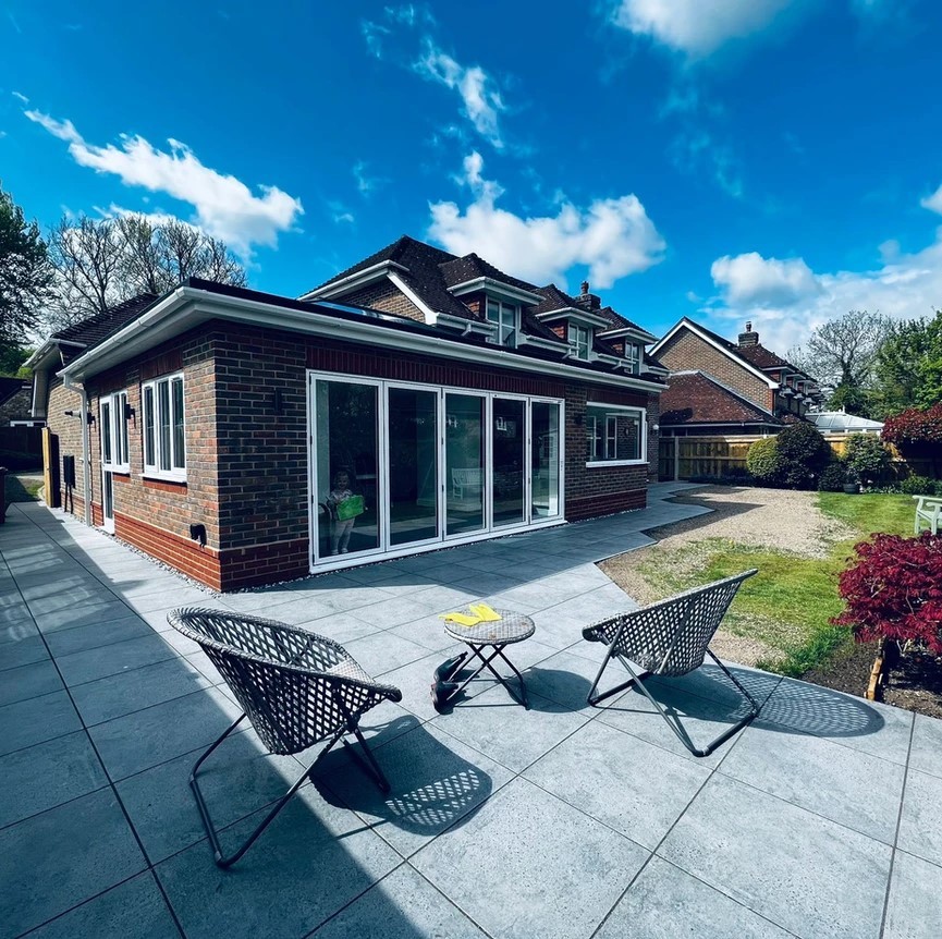 Finished layed brick house extension