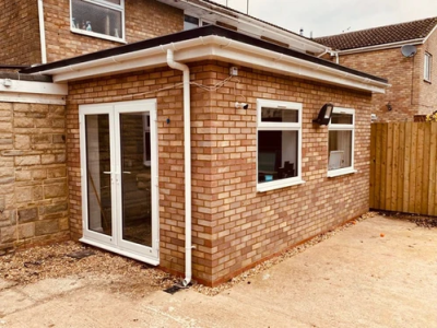 Completed brick house extension in Hampshire