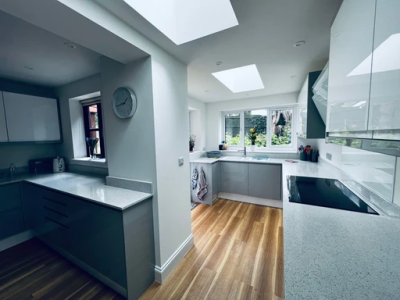 Kitchen with skylights and quality design