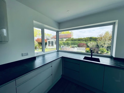 Kitchen cabinets installed with sink