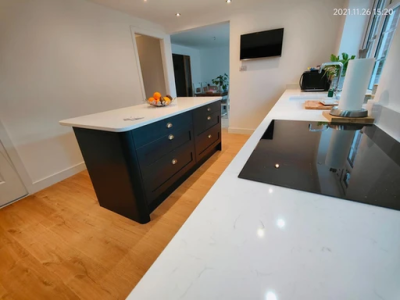 Renovated kitchen - with wood-textured floor
