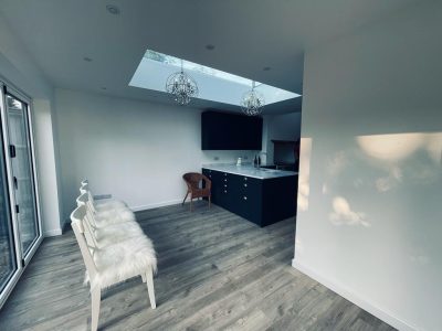 Modern interior design inside of the house addition