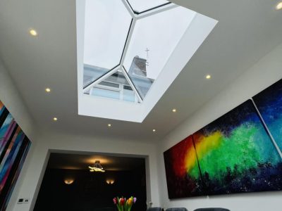 Interior design with roof window