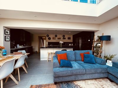 Sofa in the extension of the house