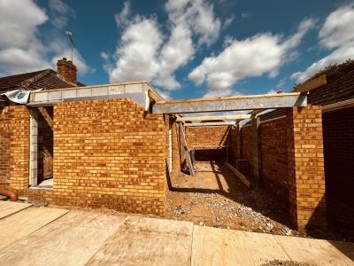 Construction of the garage in Andover, Hampshire